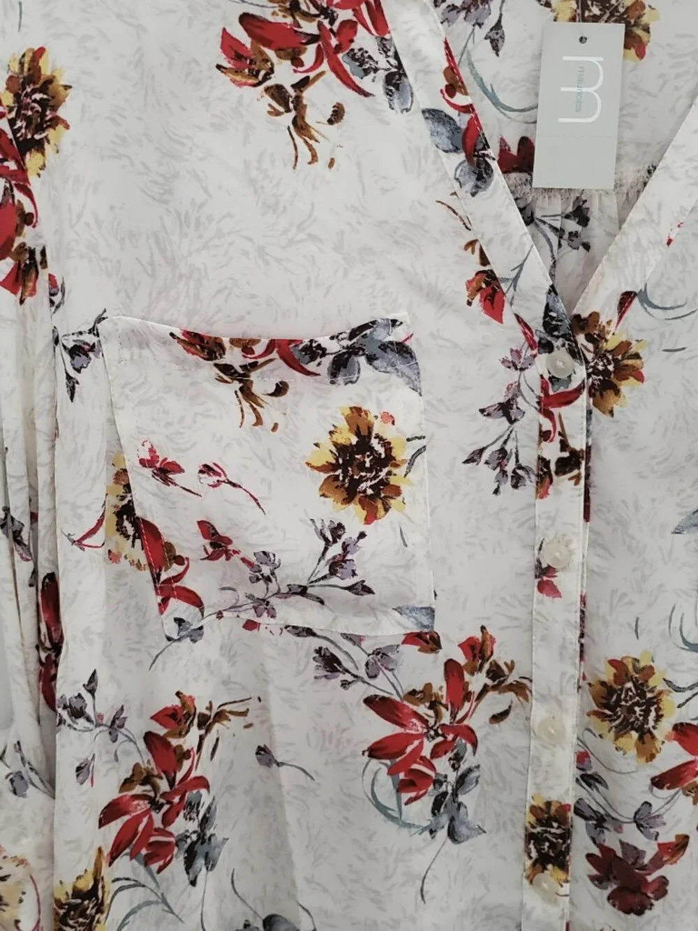 Maurices Floral Winona Button Down Blouse Women's Plus Size 1X - Picture 4 of 9